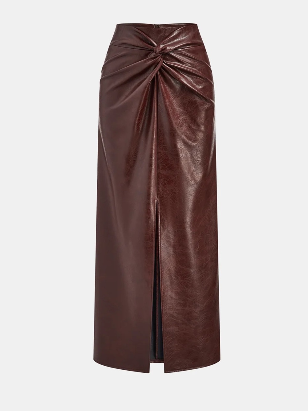 Commense The Vixen Slit Faux Leather Red Burgundy Midi Skirt Small NWT
